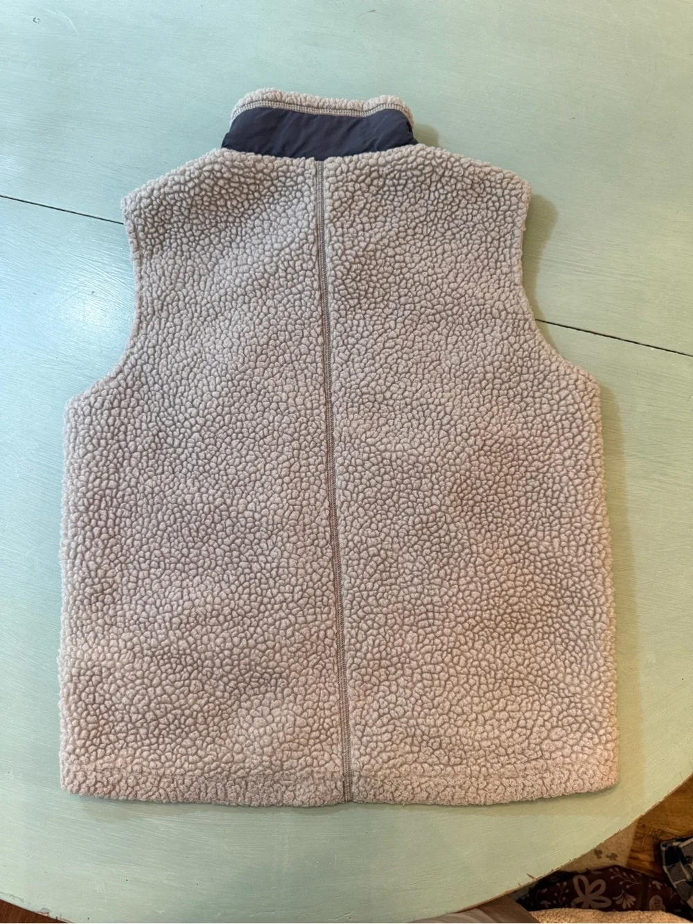Patagonia Cream Sherpa Fleece Vest with Dark Trim